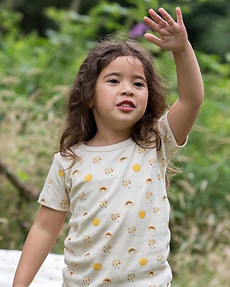 Little Green Radicals T-shirt con Bottoni a Pressione - Sole e Arcobaleno - 100% Cotone bio T-shirt