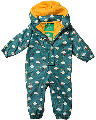 Little Green Radicals Tutina Impermeabile con Cappuccio - Pioggia - Materiale Reciclato Rivestito in Cotone Bio Tutine Lunghe Senza Piedi