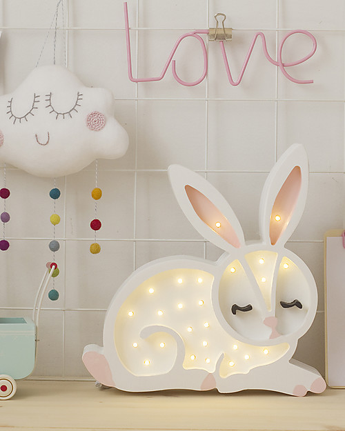 Little Lights Lampada LED con Regolatore di Luminosità - Coniglio Bianco -  Fatto a Mano in Legno di Pino unisex (bambini)
