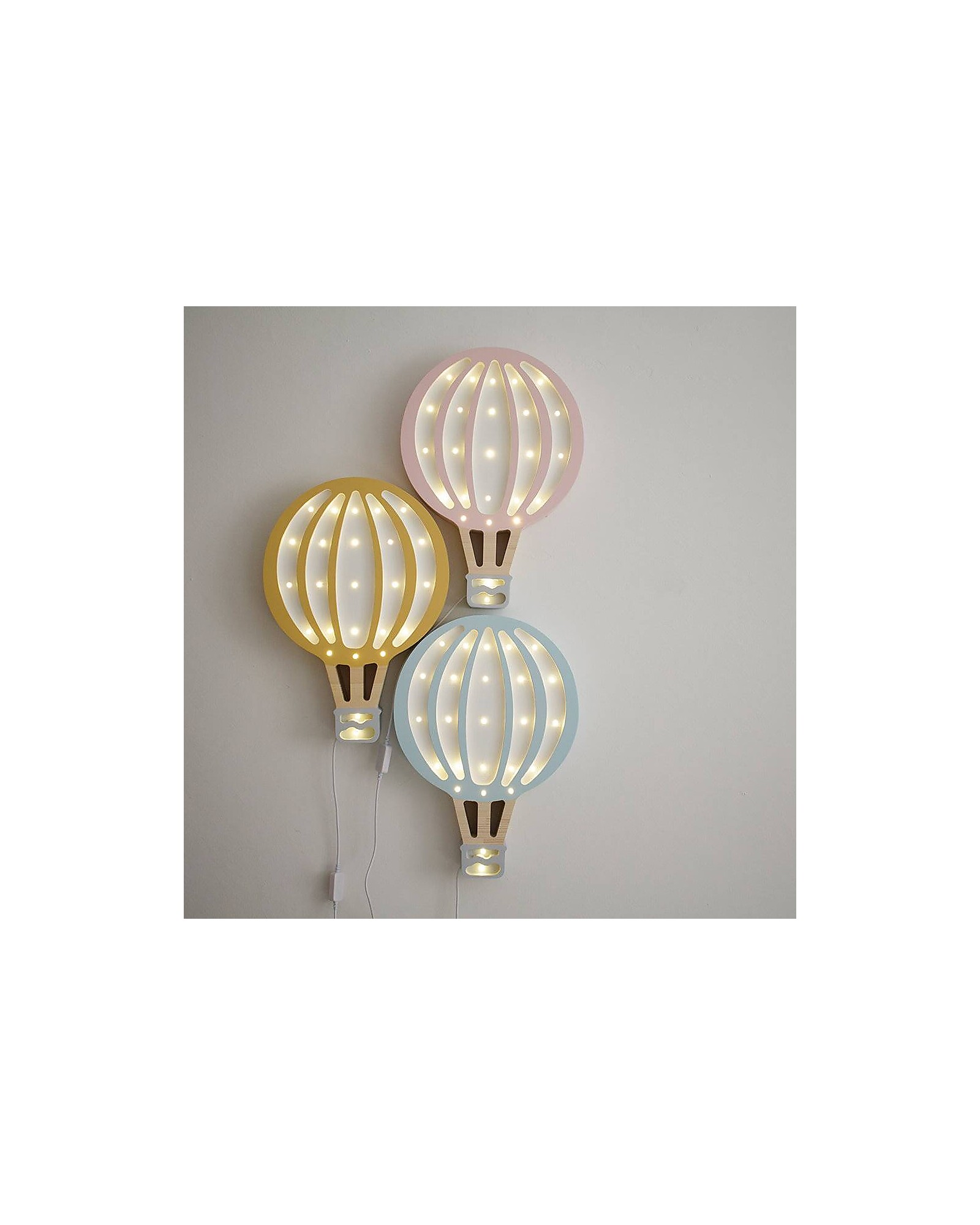 Little Lights Lampada LED con Regolatore di Luminosità - Mongolfiera - Rosa  Cipria - Fatto a Mano in Legno di Pino unisex (bambini)