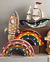 Little Lights Lampada LED con Regolatore di Luminosità - Arcobaleno Classico - 37x20 cm - Fatto a Mano in Legno di Pino Lampade da Comodino