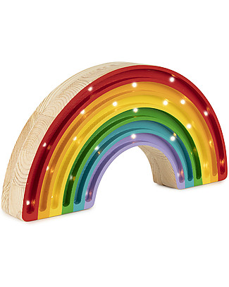 Little Lights Lampada LED con Regolatore di Luminosità - Arcobaleno Classico - 37x20 cm - Fatto a Mano in Legno di Pino Lampade da Comodino