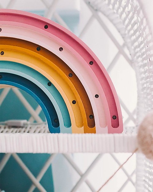 Little Lights Lampada LED con Regolatore di Luminosità - Arcobaleno Retrò - 37x20 cm - Fatto a Mano in Legno di Pino Lampade da Comodino