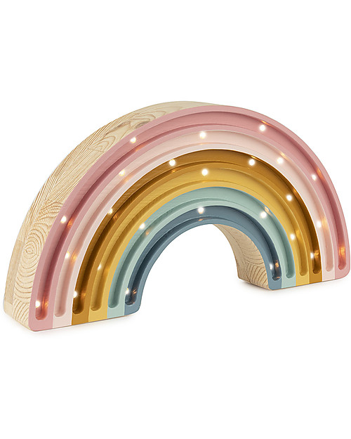 Little Lights Lampada LED con Regolatore di Luminosità - Arcobaleno Retrò - 37x20 cm - Fatto a Mano in Legno di Pino Lampade da Comodino