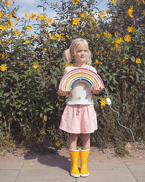 Little Lights Lampada LED con Regolatore di Luminosità - Arcobaleno Retrò - 37x20 cm - Fatto a Mano in Legno di Pino Lampade da Comodino