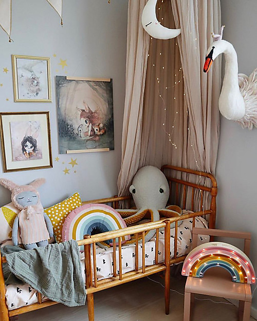 Little Lights Lampada LED con Regolatore di Luminosità - Arcobaleno Retrò - 37x20 cm - Fatto a Mano in Legno di Pino Lampade da Comodino