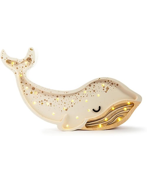 Little Lights Lampada LED con Regolatore di Luminosità - Balena - Bianco - Fatto a Mano in Legno di Pino Lampade da Comodino