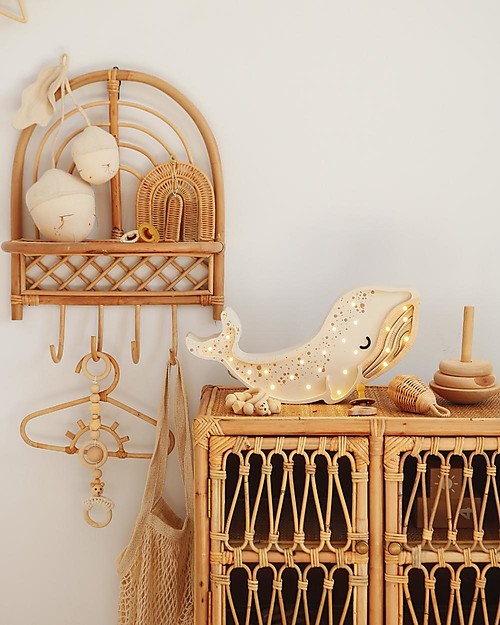 Little Lights Lampada LED con Regolatore di Luminosità - Balena - Bianco - Fatto a Mano in Legno di Pino Lampade da Comodino