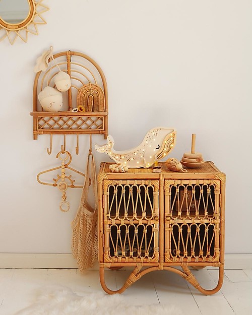 Little Lights Lampada LED con Regolatore di Luminosità - Balena - Bianco - Fatto a Mano in Legno di Pino Lampade da Comodino