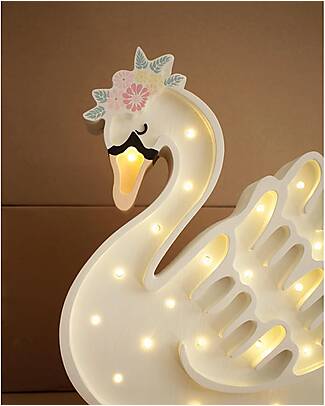 Little Lights Lampada LED con Regolatore di Luminosità - Cigno - Bianco - Fatto a Mano in Legno di Pino Lampade da Comodino