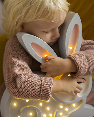 Little Lights Lampada LED con Regolatore di Luminosità - Coniglio Grigio - Fatto a Mano in Legno di Pino Lampade da Comodino