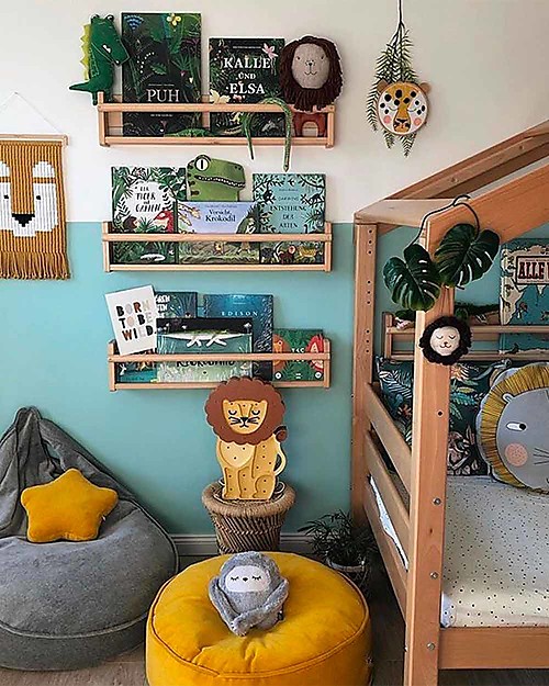 Little Lights Lampada LED con Regolatore di Luminosità - Leone Giallo - Fatto a Mano in Legno di Pino Lampade da Comodino