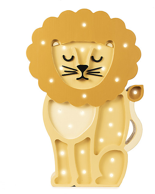 Little Lights Lampada LED con Regolatore di Luminosità - Leone Giallo - Fatto a Mano in Legno di Pino Lampade da Comodino