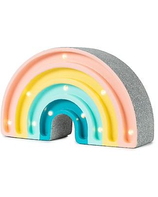 Little Lights Lampada LED con Regolatore di Luminosità - Mini Arcobaleno - Pastello - 20x12 cm - Fatto a Mano in Legno di Pino Lampade da Comodino