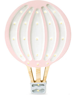 Little Lights Lampada LED con Regolatore di Luminosità - Mongolfiera - Rosa Cipria - Fatto a Mano in Legno di Pino Lampade da Comodino