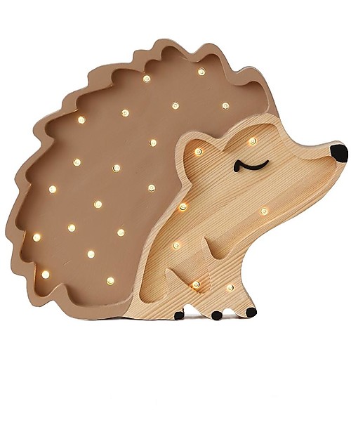 Little Lights Lampada LED con Regolatore di Luminosità - Riccio - Marrone - Fatto a Mano in Legno di Pino Lampade da Comodino