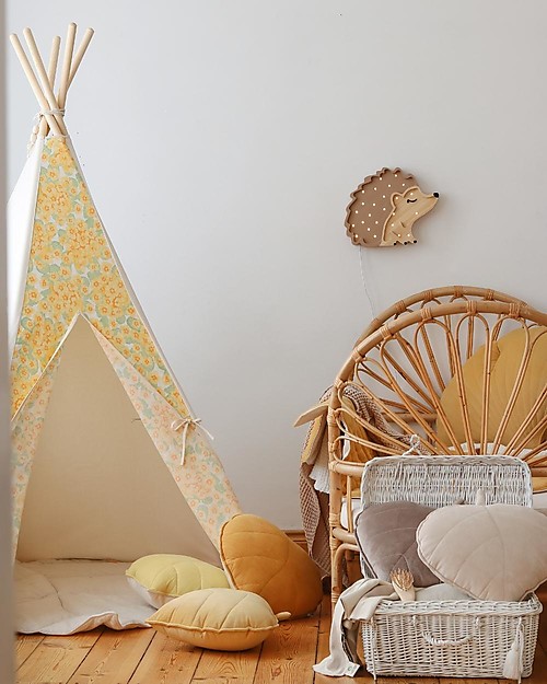 Little Lights Lampada LED con Regolatore di Luminosità - Riccio - Marrone - Fatto a Mano in Legno di Pino Lampade da Comodino