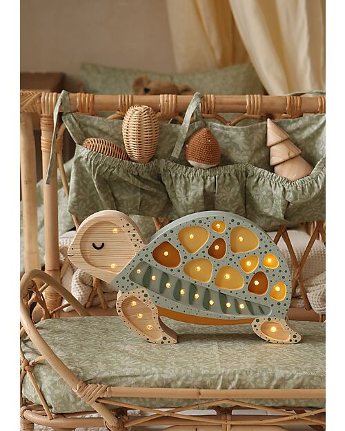 Little Lights Lampada LED con Regolatore di Luminosità - Tartaruga - Galapagos Sage - Fatto a Mano in Legno di Pino Lampade da Comodino