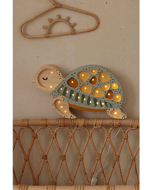 Little Lights Lampada LED con Regolatore di Luminosità - Tartaruga - Galapagos Sage - Fatto a Mano in Legno di Pino Lampade da Comodino