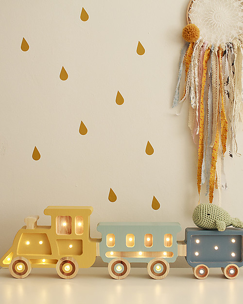 Little Lights Lampada LED con Regolatore di Luminosità - Treno - Fatto a Mano in Legno di Pino Lampade da Comodino