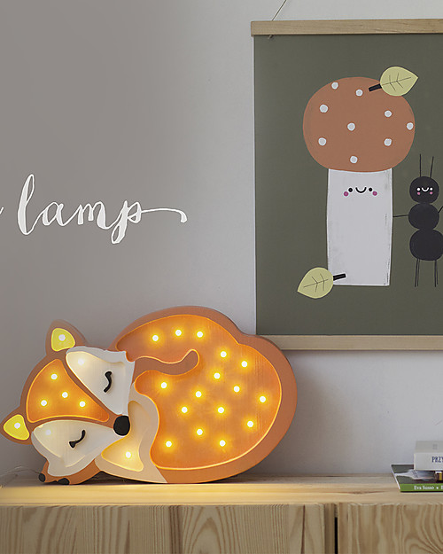 Little Lights Lampada LED con Regolatore di Luminosità - Volpe Arancione - Fatto a Mano in Legno di Pino Lampade da Comodino