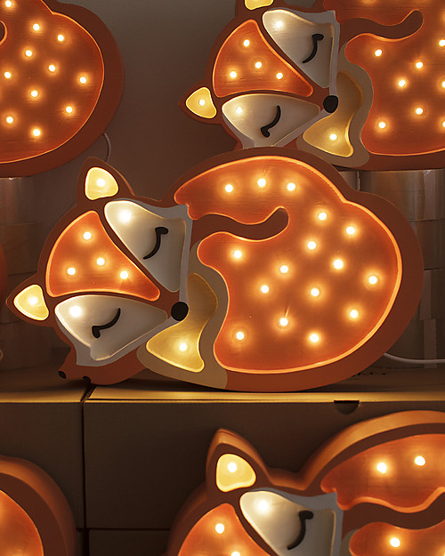 Little Lights Lampada LED con Regolatore di Luminosità - Volpe Arancione - Fatto a Mano in Legno di Pino Lampade da Comodino
