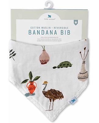 Little Unicorn Bavaglino Bandana Reversibile Deluxe, Safari Social - 3 strati di 100% Mussola di Bambù Bavagli a Bandana