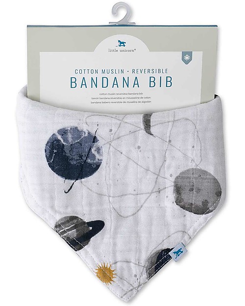 Little Unicorn Bavaglino Bandana Reversibile, Planetary - 3 strati di 100% Mussola di Cotone Bavagli a Bandana