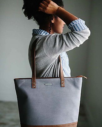 Little Unicorn Borsa Cambio in Ecopelle Broadwalk Tote, Grigio - Con materassino e ganci per passeggino Borse Cambio e Accessori