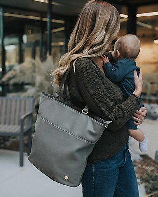 Little Unicorn Borsa Cambio in Ecopelle Citywalk - Grigio Chiaro - Include fasciatoio da viaggio e ganci passeggino! Borse Cambio e Accessori