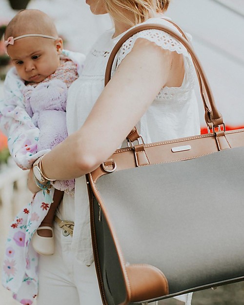 Little Unicorn Borsa Cambio in Ecopelle Manifest Weekender, Grigio - Con materassino e ganci per passeggino Borse Cambio
