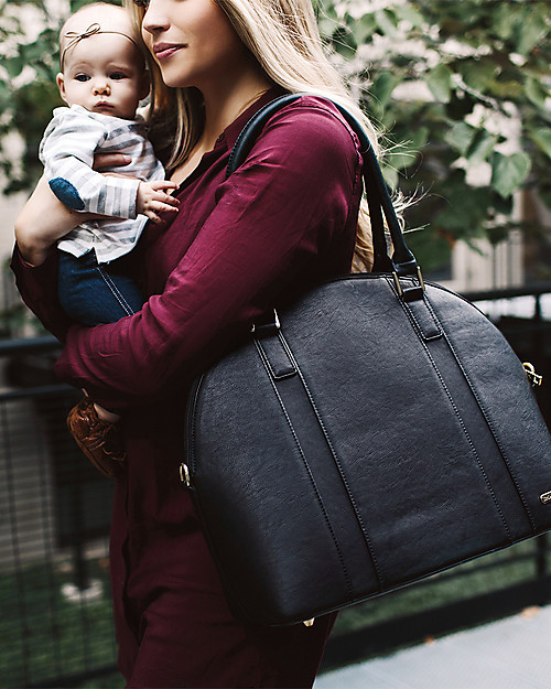 Little Unicorn Borsa Cambio in Ecopelle Rotunda, Nero - Con materassino e ganci per passeggino Borse Cambio