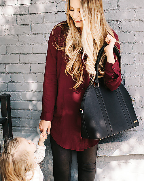 Little Unicorn Borsa Cambio in Ecopelle Rotunda, Nero - Con materassino e ganci per passeggino Borse Cambio