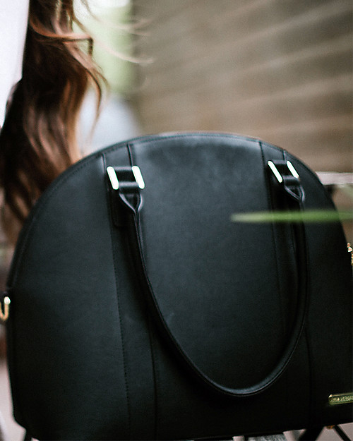 Little Unicorn Borsa Cambio in Ecopelle Rotunda, Nero - Con materassino e ganci per passeggino Borse Cambio