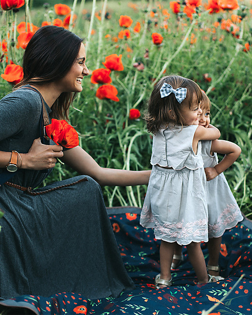 Little Unicorn Coperta Picnic Impermeabile 152 x 152 cm, Midnight Poppy -  Facile chiusura a strappo e tracolla! unisex (bambini)