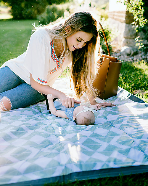 Little Unicorn Coperta Picnic Impermeabile 152 x 152 cm, Trame - Facile chiusura a strappo e tracolla! Accessori Vari