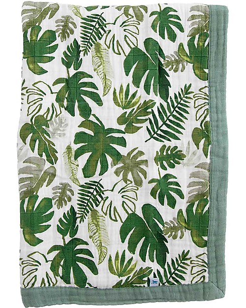 Little Unicorn Copertina Neonato 75 x 100 cm - Tropical Leaf - 100% Mussola di Cotone Swaddle di Mussola