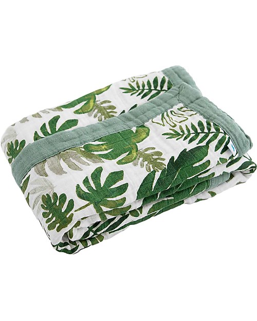 Little Unicorn Copertina Neonato 75 x 100 cm - Tropical Leaf - 100% Mussola di Cotone Swaddle di Mussola
