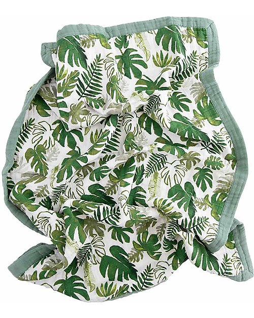 Little Unicorn Copertina Neonato 75 x 100 cm - Tropical Leaf - 100% Mussola di Cotone Swaddle di Mussola
