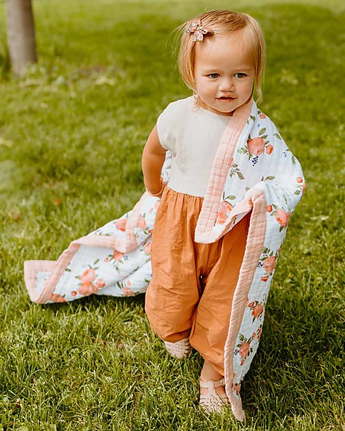 Little Unicorn Copertina Neonato 75 x 100 cm - Watercolor Roses - 100% Mussola di Cotone Swaddle di Mussola