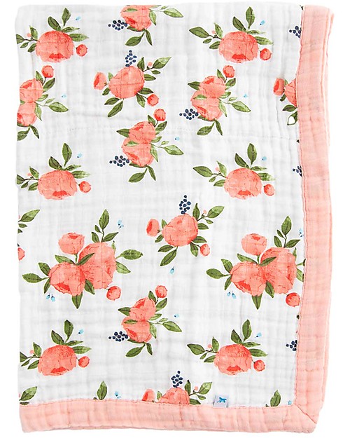 Little Unicorn Copertina Neonato 75 x 100 cm - Watercolor Roses - 100% Mussola di Cotone Swaddle di Mussola