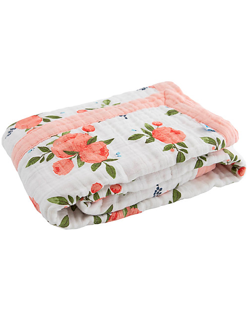 Little Unicorn Copertina Neonato 75 x 100 cm - Watercolor Roses - 100% Mussola di Cotone Swaddle di Mussola