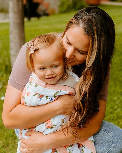 Little Unicorn Copertina Neonato 75 x 100 cm - Watercolor Roses - 100% Mussola di Cotone Swaddle di Mussola