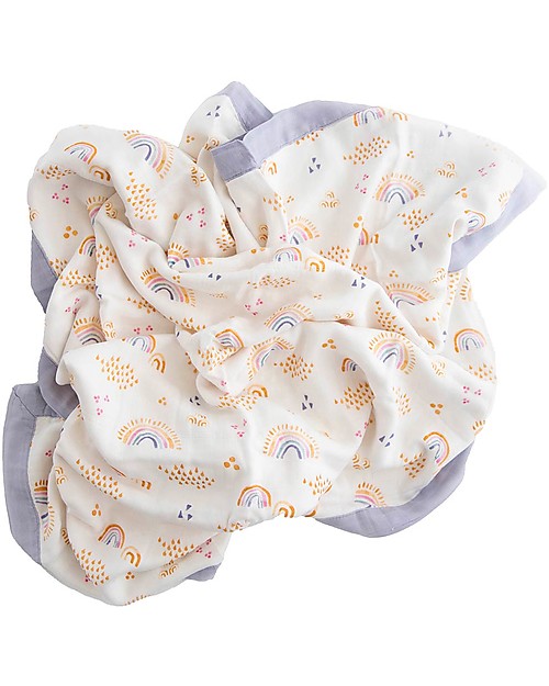 Little Unicorn Copertina Neonato Deluxe 75 x 100 cm - Rainbows & Raindrops - 100% Mussola di Bambù Swaddle di Mussola