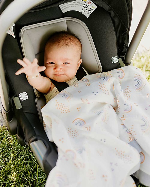 Little Unicorn Copertina Neonato Deluxe 75 x 100 cm - Rainbows & Raindrops - 100% Mussola di Bambù Swaddle di Mussola