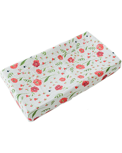 Little Unicorn Coprifasciatoio, Summer Poppy - 100% Mussola di Cotone Accessori per Fasciatoi