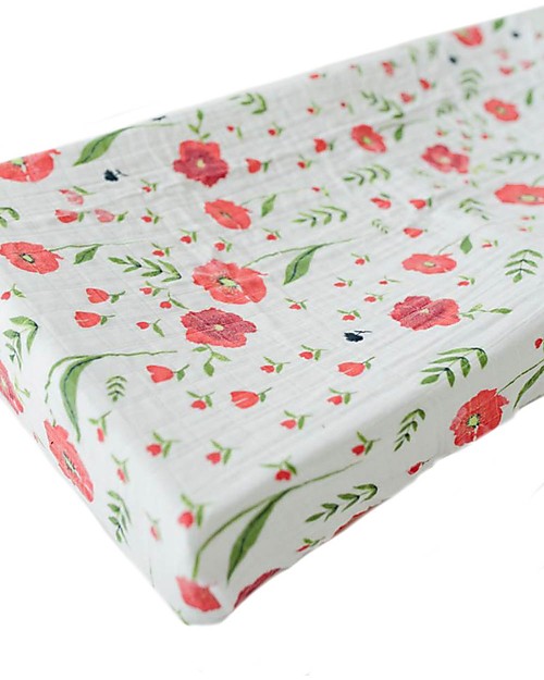 Little Unicorn Coprifasciatoio, Summer Poppy - 100% Mussola di Cotone Accessori per Fasciatoi