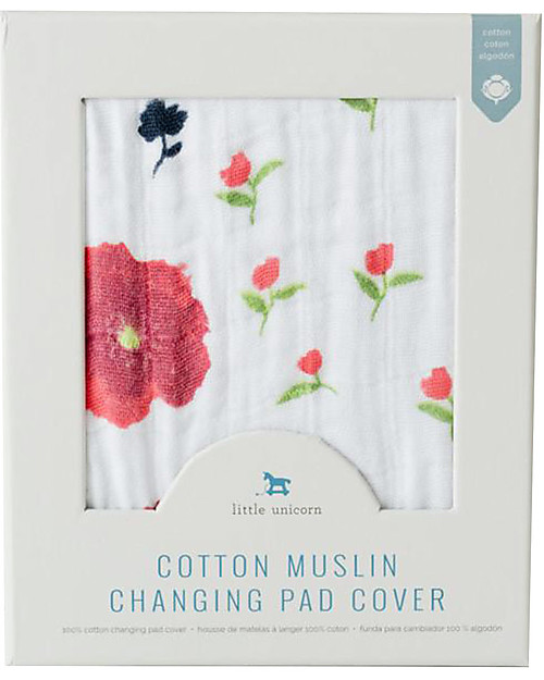 Little Unicorn Coprifasciatoio, Summer Poppy - 100% Mussola di Cotone Accessori per Fasciatoi