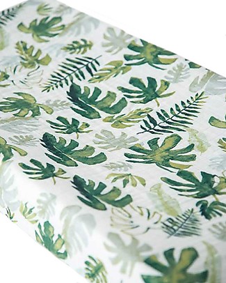 Little Unicorn Coprifasciatoio, Tropical Leaf - 100% Mussola di Cotone Accessori per Fasciatoi