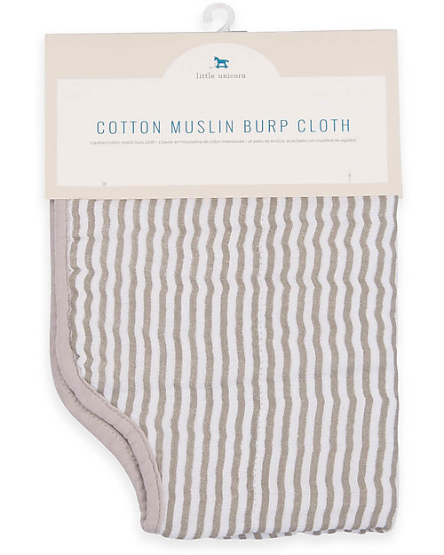 Little Unicorn Coprispalla Antirigurgito, Grey Stripe - 4 Strati di 100% Mussola di Cotone Trapuntata Bavagli con Maniche